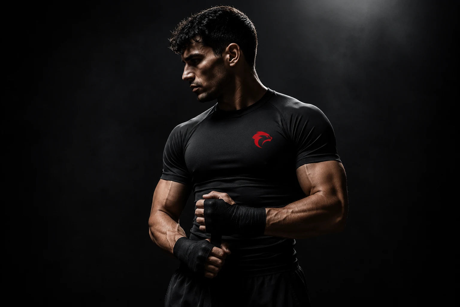 MBR athlete wearing black performance combat wear